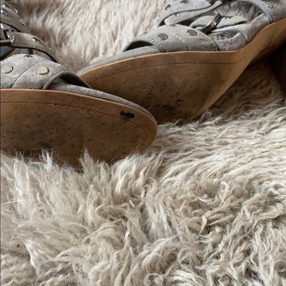 Sam Edelman suede studded stacked heel sandal - Picture 2 of 3